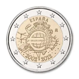Oryginalny Spanje 2 Euro 10 Jaar Euro 2012