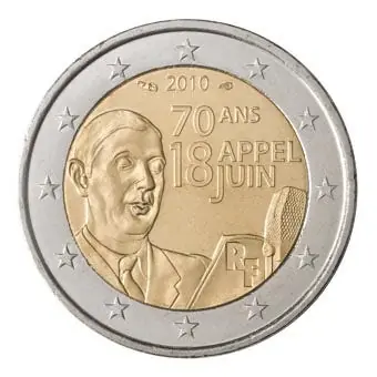 Oryginalny Frankrijk 2 Euro De Gaulle 2010