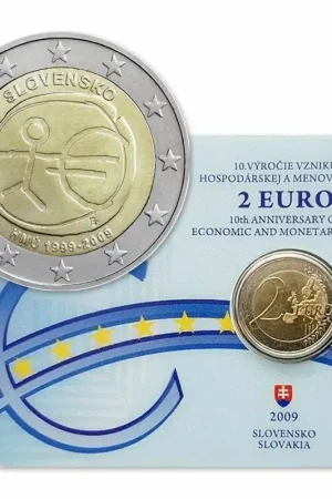 Bezpieczna płatność Slowakije 2 Euro "10 Jaar EMU" 2009 BU Coincard