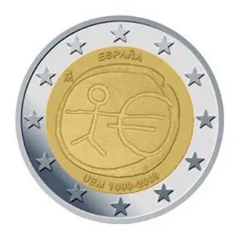 Oryginalny Spanje 2 Euro 10 Jaar EMU 2009