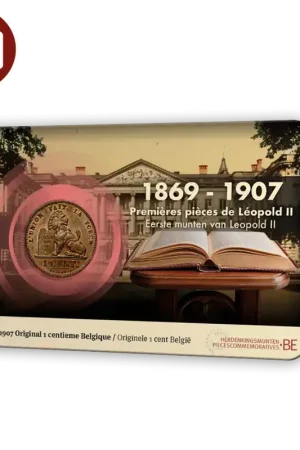 Munt 1 centime Belgique 1869-1907 in coincard FR - Koninklijke Nederlandse Munt Premium