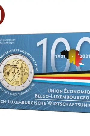 Bezpieczna płatność Belgie 2 euromunt 2021 100 jaar BLEU BU in coincard FR