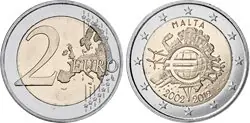 Malta 2012 - Tien jaar de euro - 2 euro munt Tani