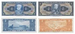 Niska cena Brazilië 1954-1958 ND - 1 + 2 Cruzeiro - 2 Bankbiljetten - Ongecirculeerd