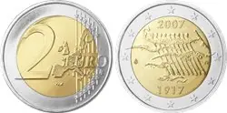 Premium Finland 2007 - 90 jaar Finse onafhankelijkheid - 2 euro munt