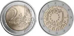 Nederland 2015 - De 30e verjaardag van de EU-vlag - 2 euromunt Autentyczny