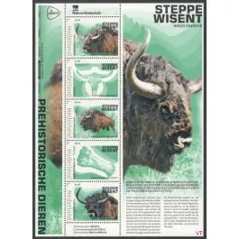 Autentyczny Nederland 2024: NVPH: V3642P: Prehistorische Dieren: Steppe Wisent: velletje postfris