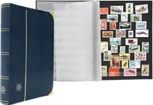 Premium Insteekboek - Blauw - A4 - 64 zwarte bladzijden - gewatteerde imitatie-krokodillenleren band