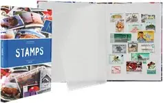 Insteekboek STAMPS A5, 16 witte bladzijden, ongewatteerde kaft, blauw. Darmowa dostawa