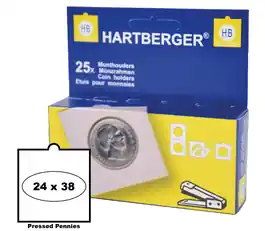 Premium Hartberger Munthouders om te nieten 24x38 (25x) voor Pressed Pennies 8330243