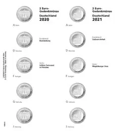 Lindner 1505-8 Voordrukblad 2 Euro herdenkingsmunten Duitse Bondsstaten 2020-2021 incl. K3 blad Premium