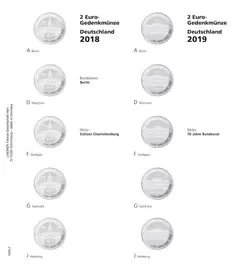 Lindner 1505-7 Voordrukblad 2 Euro herdenkingsmunten Duitse Bondsstaten 2018-2019 incl. K3 blad Szybka dostawa