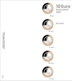 Lindner 1110-2 voordrukblad 10 Euro verzamelmunten met polymeerring Duitsland 2020 Najlepsza cena