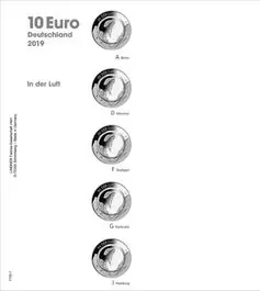 Lindner 1110-1 voordrukblad 10 Euro verzamelmunten met polymeerring Duitsland 2019 Oryginalny