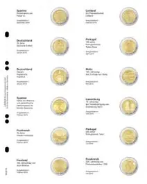 Nowość Lindner MU2E14 voordrukblad voor 2 Euro herdenkingsmunten Spanje 2014 - Frankrijk 2015