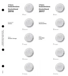 Nowość Lindner 1505-6 Voordrukblad 2 Euro herdenkingsmunten Duitse Bondsstaten 2016-2017 incl. K3 blad