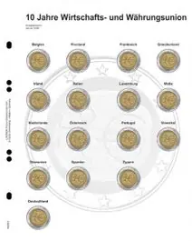 Lindner MU2E5 voordrukblad 2 Euro herdenkingsmunten 10 jaar Europese Monetaire Unie Premium