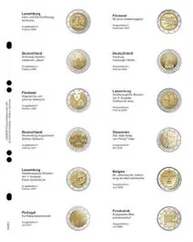 Lindner MU2E2 voordrukblad voor 2 Euro herdenkingsmunten Luxemburg 2006 - Frankrijk 2008 Wysoka jakość