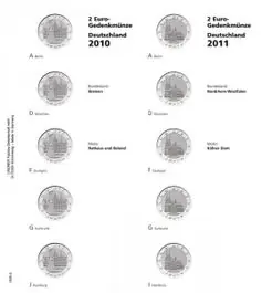 Promocja Lindner 1505-3 Voordrukblad 2 Euro herdenkingsmunten Duitse Bondsstaten 2010-2011 incl. K3 blad