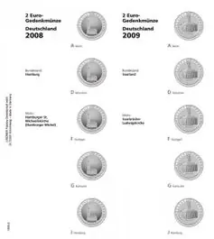 Promocja Lindner 1505-2 Voordrukblad 2 Euro herdenkingsmunten Duitse Bondsstaten 2008-2009 incl. K3 blad