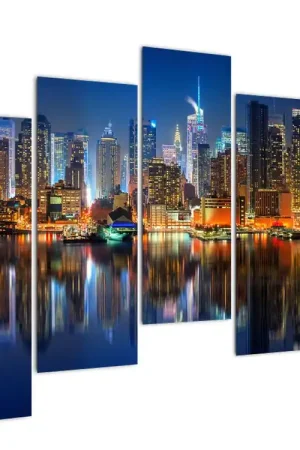 Schilderij - Manhattan bij nacht Bezpieczna płatność