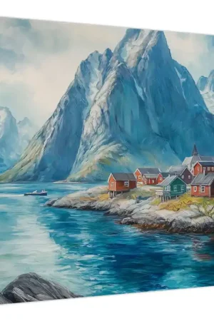 Schilderij - Noors dorp Darmowa dostawa