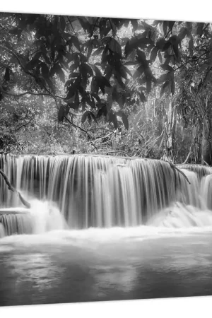 Schilderij - Zwart-witte waterval Zamów teraz