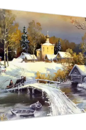 Schilderij - Stadje in de winter Nowość