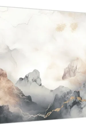 Schilderij - Abstractie van bergen met marmeren textuur Tylko dziś