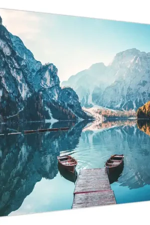 Darmowa dostawa Schilderij - Boten op het meer van Braies