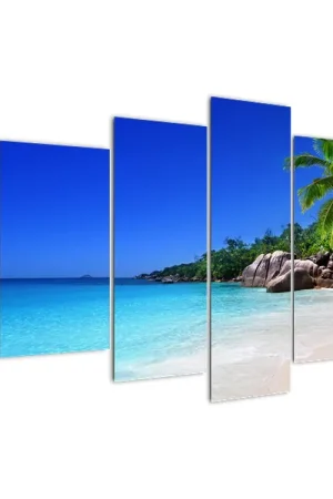 Autentyczny Schilderij - Strand op het eiland Praslin