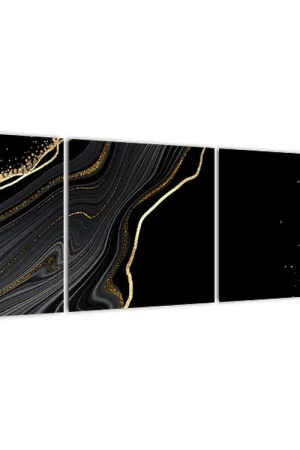 Wysoka jakość Schilderij - Zwart marmer met gouden structuur
