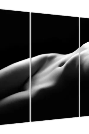 Schilderij - Zwart-wit naakt van een liggende vrouw Wyprzedaż