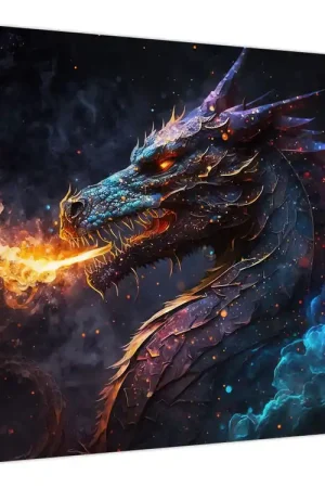Schilderij - Draak die vlammen spuwt Kup teraz