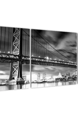 Bezpieczna płatność Schilderij - Benjamin Franklin brug, Philadelphia, zwart-wit