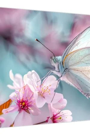 Wyprzedaż Schilderij - Vlinder op een kersenboom