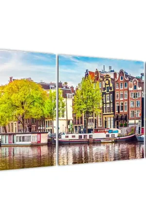 Schilderij - Dansende huizen, Amsterdam Autentyczny