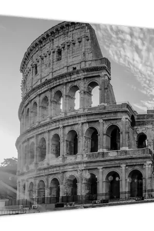 Schilderij - Colosseum in Rome, zwart-wit Tylko dziś