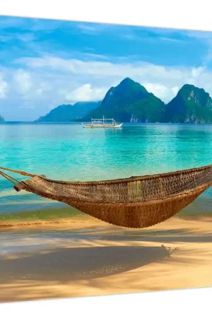 Kup teraz Schilderij - Hangmat op het strand