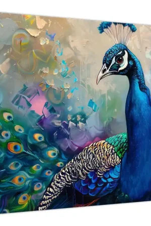 Schilderij - Schilderij van een pauw Bezpieczna płatność