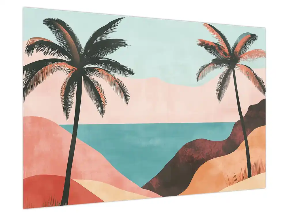 Schilderij - Palmbomen bij zee Promocja