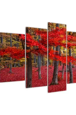 Schilderij - Rood bos Wysoka jakość