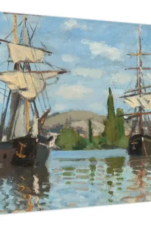 Schilderij - Claude Monet, Ships Riding on the Seine at Rouen, reproducties Premium