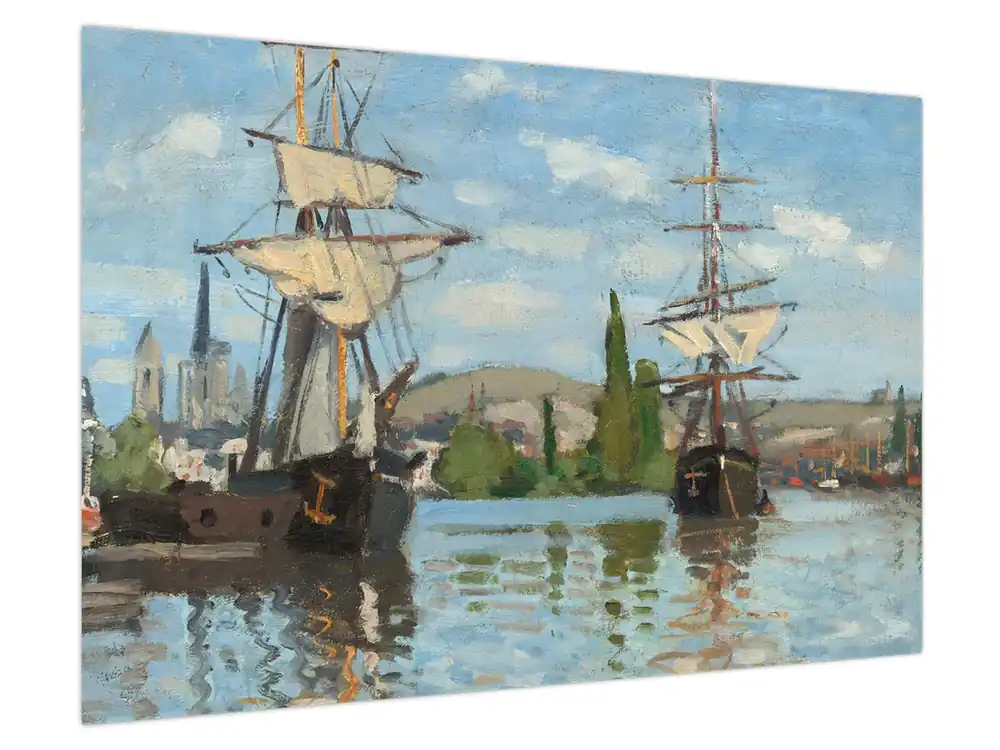 Schilderij - Claude Monet, Ships Riding on the Seine at Rouen, reproducties Premium