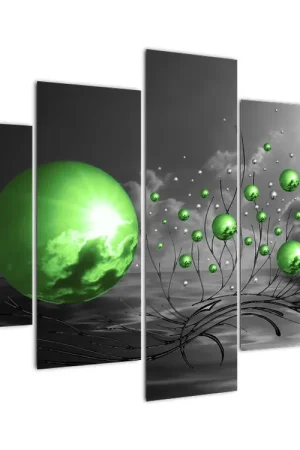 Schilderij - Groene abstracte ballen Premium