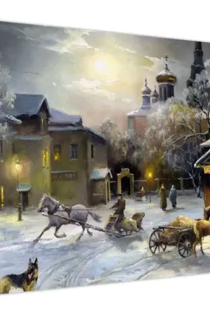 Zamów teraz Schilderij - Dorpje in de winter