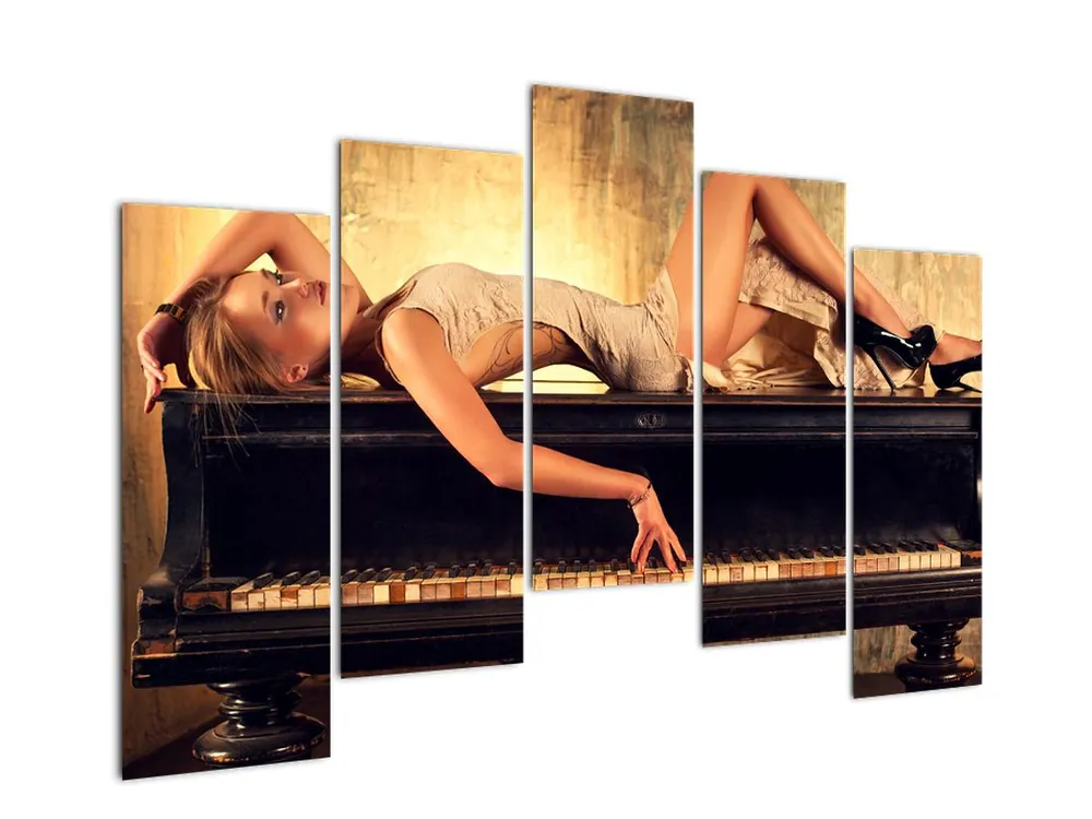 Premium Schilderij - Vrouw op de piano