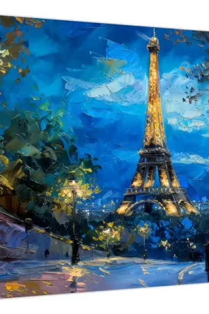 Schilderij - Olieverfschilderij van de Eiffeltoren Rabat