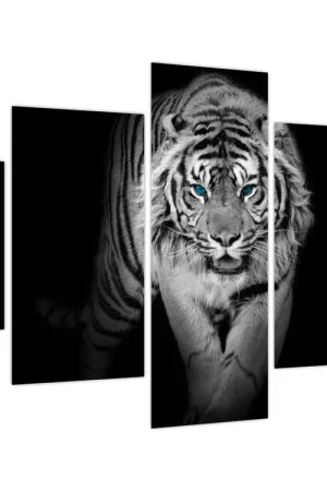 Schilderij - Tijger met blauwe ogen Autentyczny