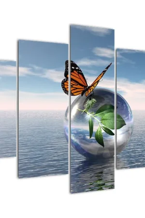 Schilderij - Vlinder op glazen bol Promocja